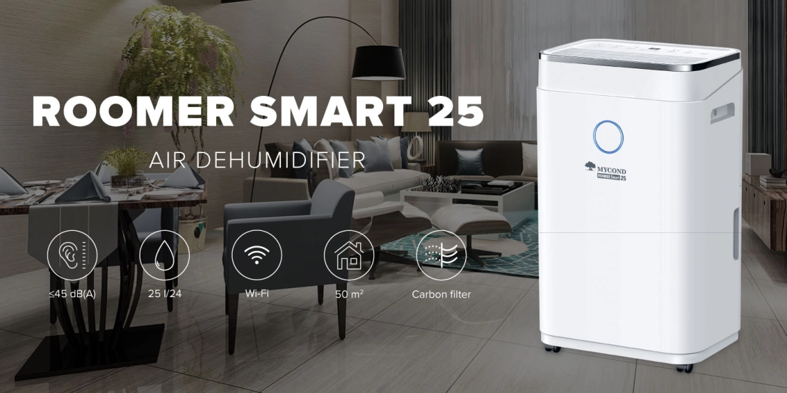 Kompaktni odvlaživač zraka MyCond Roomer Smart 25 za velike prostorije.