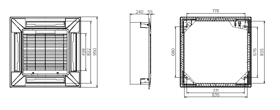 MyCond MCFK-T2 Kompaktna 4-smjerna kasetna ventilokonvektorska jedinica